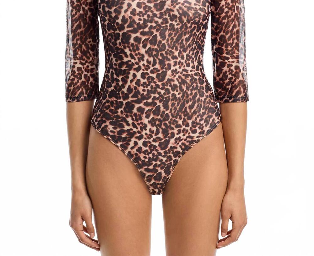 NEW GENERATION LOVE milo mesh bodysuit in leopard